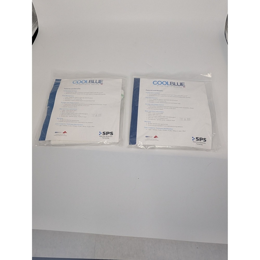 2 Pack SPS CoolBlue Prosthetic Socks 3-Ply & 5-Ply Size 3 4 Length 10-14 CB3HWSH